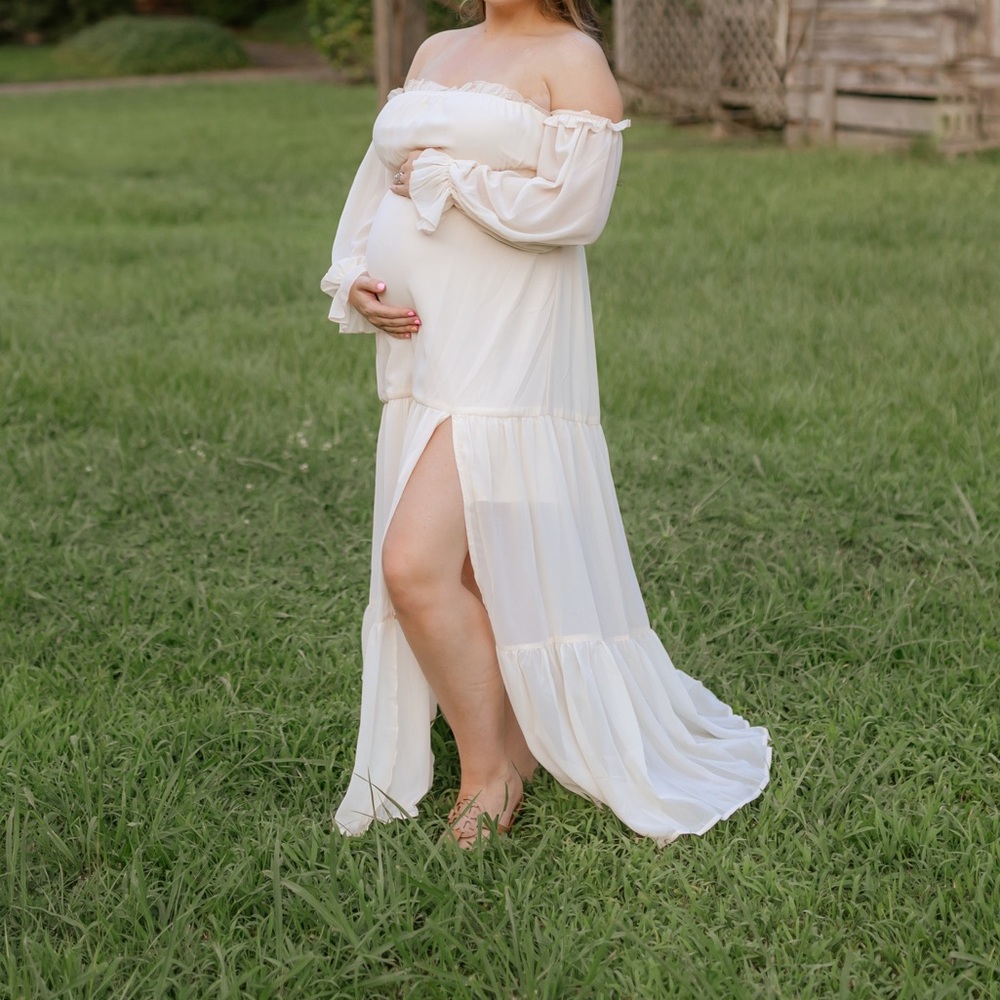SHEIN Off-Shoulder White Maxi Dress